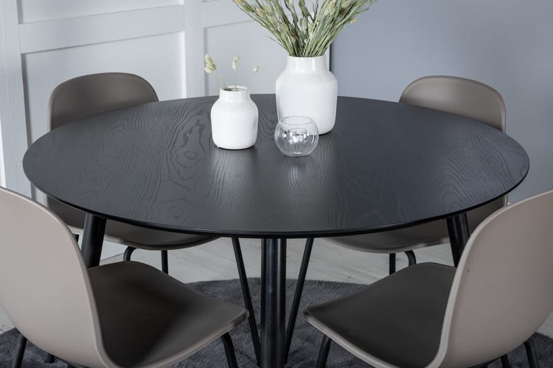 Balisa Matgrupp 115 cm Rund inkl 4 Kullersbro Stolar - Svart/Beige - Möbler - Matplats - Matgrupp & matbord med stolar