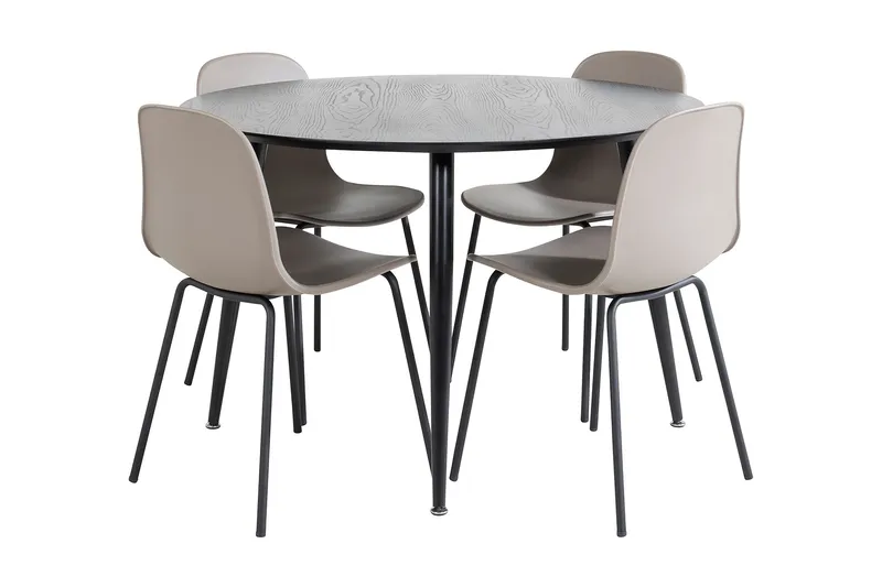 Balisa Matgrupp 115 cm Rund inkl 4 Kullersbro Stolar, Svart/Beige