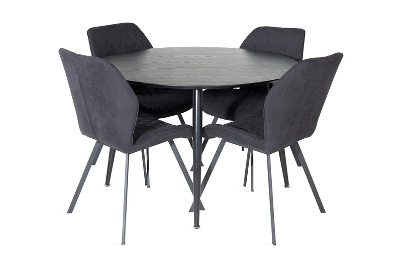 Balisa Matgrupp 115 cm Rund inkl 4 Sumoas Stolar, Svart