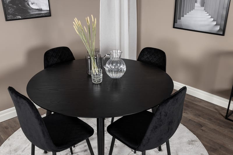 Balisa Matgrupp 115 cm Rund inkl 4 Ypas Stolar - Svart - Möbler - Matplats - Matgrupp & matbord med stolar