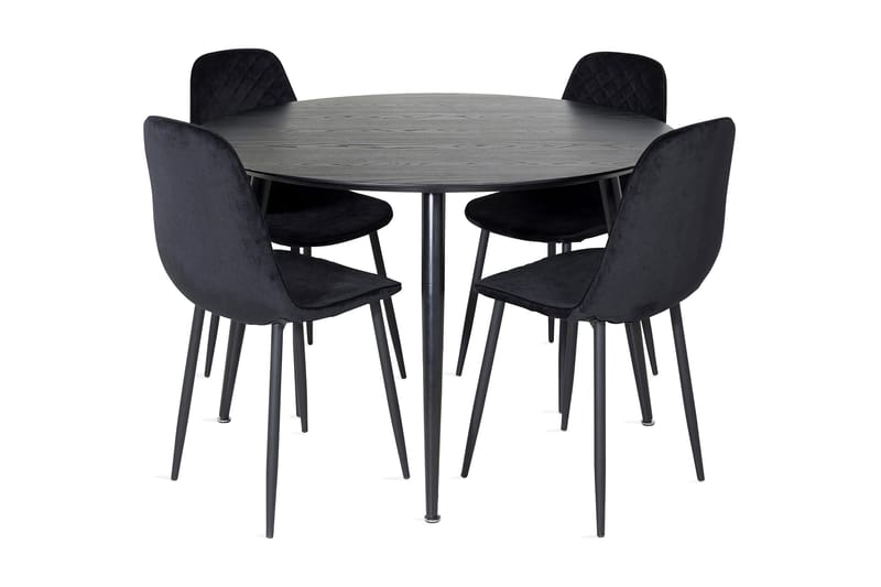 Balisa Matgrupp 115 cm Rund inkl 4 Ypas Stolar, Svart