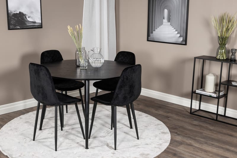 Balisa Matgrupp 115 cm Rund inkl 4 Ypas Stolar - Svart - Möbler - Matplats - Matgrupp & matbord med stolar