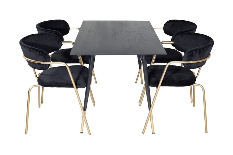 Balisa Matgrupp 120 cm inkl 4 Arcarazo Fåtöljer - Svart/Mässing - Möbler - Matplats - Matgrupp & matbord med stolar