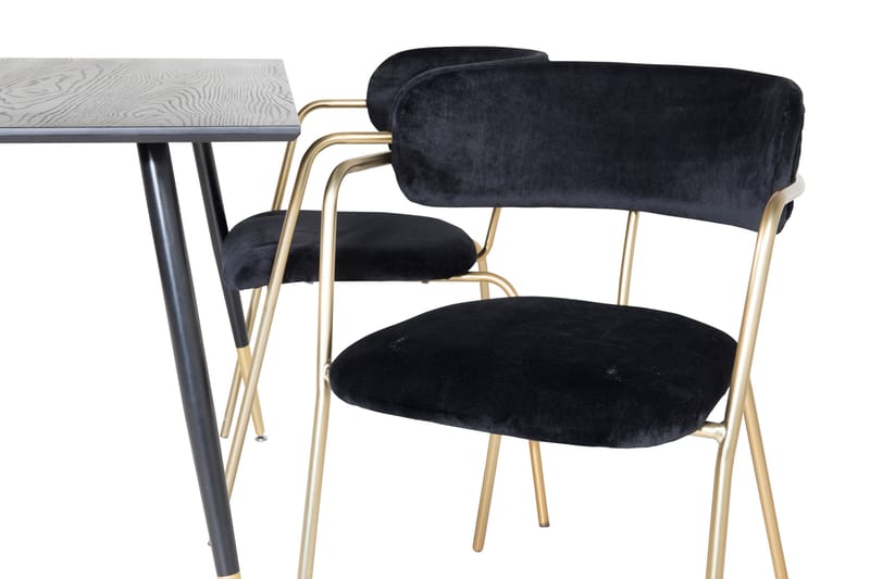 Balisa Matgrupp 120 cm inkl 4 Arcarazo Fåtöljer - Svart/Mässing - Möbler - Matplats - Matgrupp & matbord med stolar