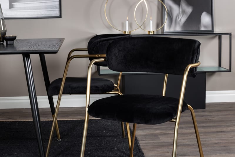 Balisa Matgrupp 120 cm inkl 4 Arcarazo Fåtöljer - Svart/Mässing - Möbler - Matplats - Matgrupp & matbord med stolar