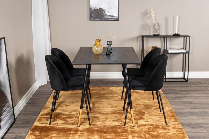 Balisa Matgrupp 120 cm inkl 4 Foyos Stolar - Svart - Möbler - Matplats - Matgrupp & matbord med stolar