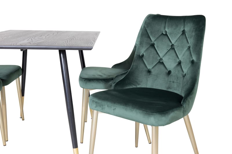 Balisa Matgrupp 120 cm inkl 4 Valerie Lyx Sammetsstolar - Svart/Mörkgrön/Guld - Möbler - Matplats - Matgrupp & matbord med stolar