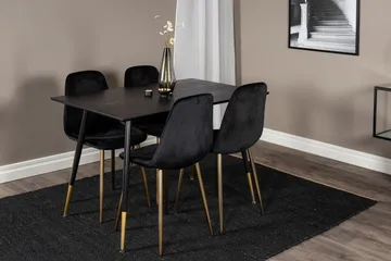 Balisa Matgrupp 120 cm inkl 4 Pontus Sammetsstolar - Svart/Mässing - Möbler - Matplats - Matgrupp & matbord med stolar