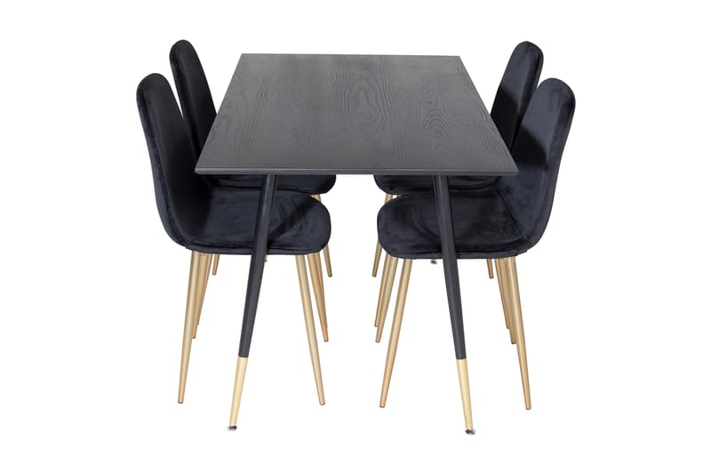 Balisa Matgrupp 120 cm inkl 4 Pontus Sammetsstolar - Svart/Mässing - Möbler - Matplats - Matgrupp & matbord med stolar
