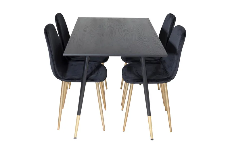 Balisa Matgrupp 120 cm inkl 4 Pontus Sammetsstolar - Svart/Mässing - Möbler - Matplats - Matgrupp & matbord med stolar