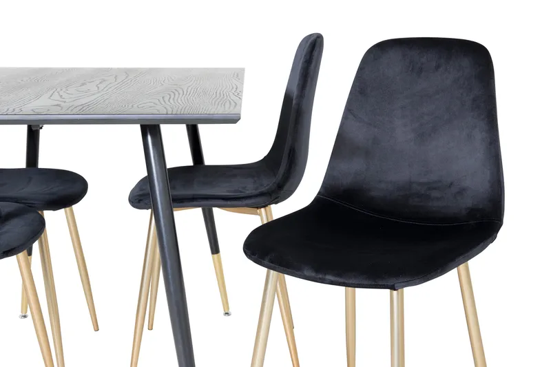 Balisa Matgrupp 120 cm inkl 4 Pontus Sammetsstolar - Svart/Mässing - Möbler - Matplats - Matgrupp & matbord med stolar
