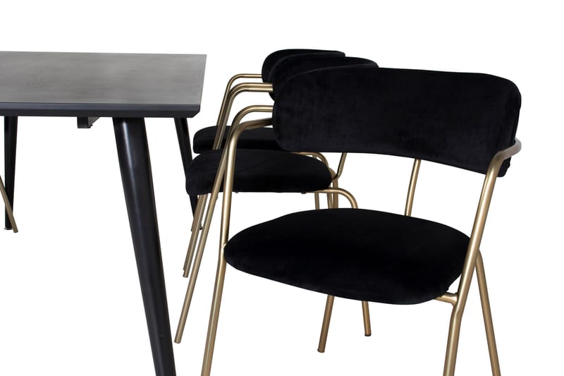Balisa Matgrupp 180 cm inkl 6 Arcarazo Fåtöljer - Svart/Mässing - Möbler - Matplats - Matgrupp & matbord med stolar