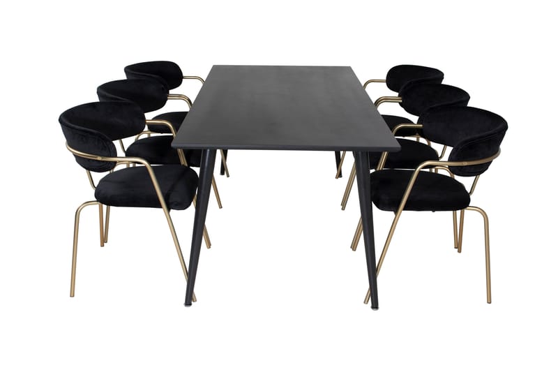 Balisa Matgrupp 180 cm inkl 6 Arcarazo Fåtöljer - Svart/Mässing - Möbler - Matplats - Matgrupp & matbord med stolar
