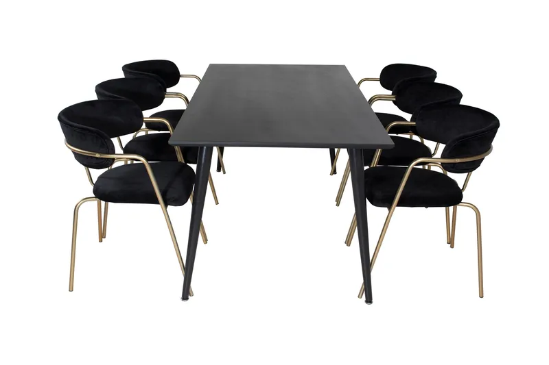 Balisa Matgrupp 180 cm inkl 6 Arcarazo Fåtöljer - Svart/Mässing - Möbler - Matplats - Matgrupp & matbord med stolar