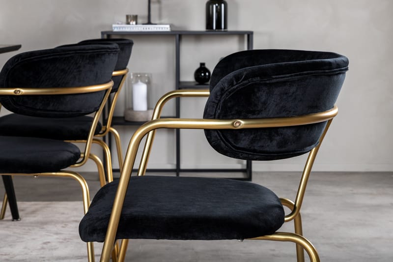 Balisa Matgrupp 180 cm inkl 6 Arcarazo Fåtöljer - Svart/Mässing - Möbler - Matplats - Matgrupp & matbord med stolar