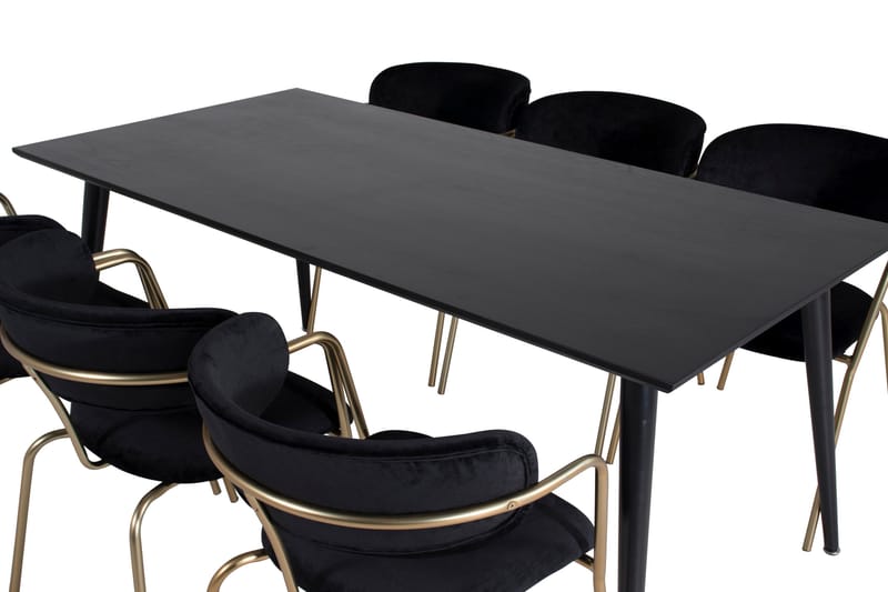 Balisa Matgrupp 180 cm inkl 6 Arcarazo Fåtöljer - Svart/Mässing - Möbler - Matplats - Matgrupp & matbord med stolar