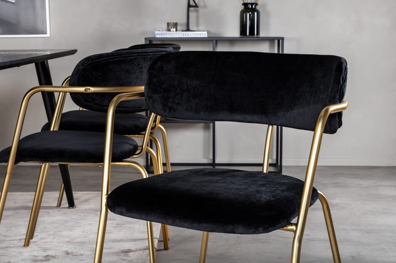 Balisa Matgrupp 180 cm inkl 6 Arcarazo Fåtöljer - Svart/Mässing - Möbler - Matplats - Matgrupp & matbord med stolar