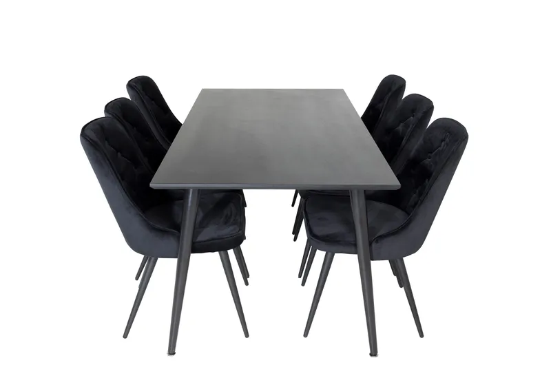 Balisa Matgrupp 180 cm inkl 6 Valera Lyx Stolar - Sammet/Svart - Möbler - Matplats - Matgrupp & matbord med stolar