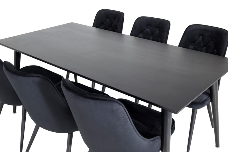Balisa Matgrupp 180 cm inkl 6 Valera Lyx Stolar - Sammet/Svart - Möbler - Matplats - Matgrupp & matbord med stolar
