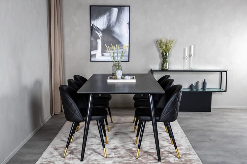 Balisa Matgrupp 180 cm inkl 6 Valera Stolar - Svart/Mässing - Möbler - Matplats - Matgrupp & matbord med stolar
