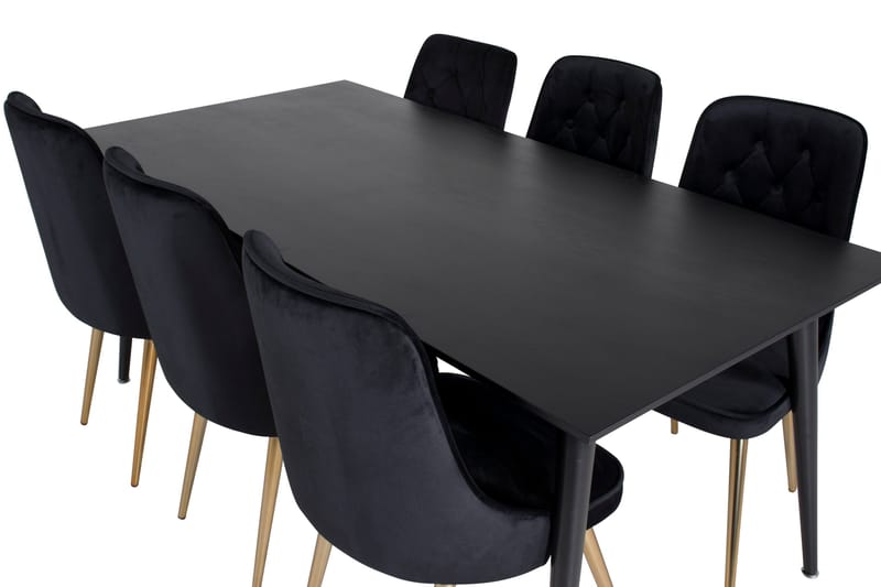 Balisa Matgrupp 180 cm inkl 6 Valerie Lyx Stolar - Sammet/Svart/Guld - Möbler - Matplats - Matgrupp & matbord med stolar
