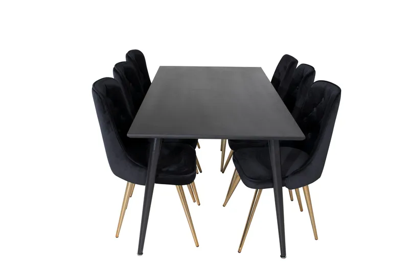 Balisa Matgrupp 180 cm inkl 6 Valerie Lyx Stolar - Sammet/Svart/Guld - Möbler - Matplats - Matgrupp & matbord med stolar