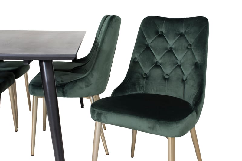 Balisa Matgrupp 180 cm inkl 6 Valerie Lyx Stolar - Sammet/Svart/Mörkgrön/Guld - Möbler - Matplats - Matgrupp & matbord med stolar