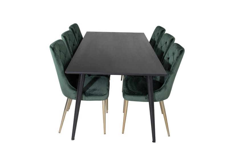 Balisa Matgrupp 180 cm inkl 6 Valerie Lyx Stolar - Sammet/Svart/Mörkgrön/Guld - Möbler - Matplats - Matgrupp & matbord med stolar