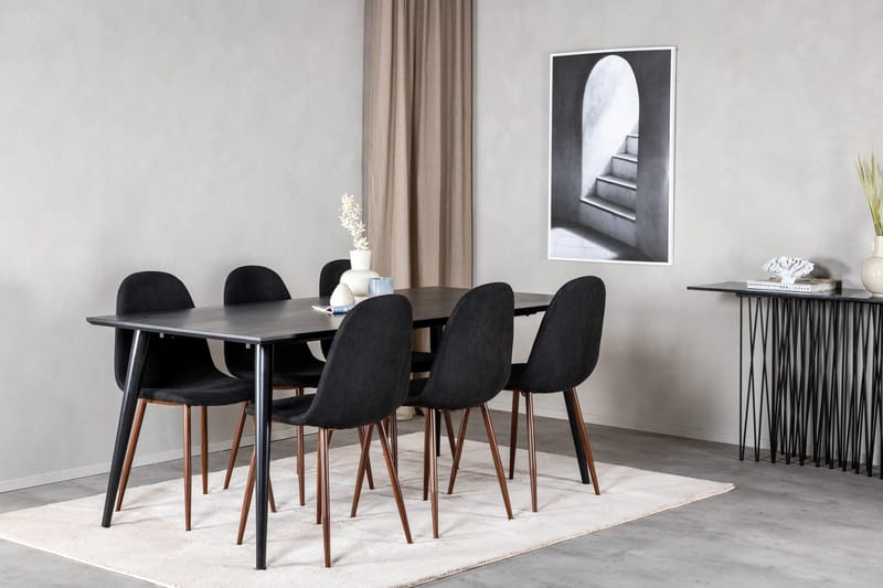 Balisa Matgrupp 180 cm inkl 6 Ypas Stolar - Svart/Brun - Möbler - Matplats - Matgrupp & matbord med stolar
