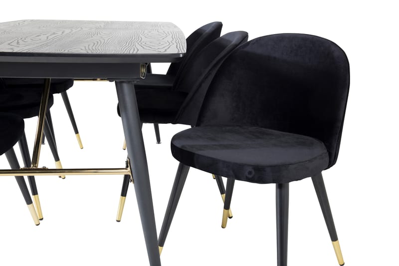 BARCIAS Förlängningsbart Bord 180 cm Svart + 6 ALTEA Stolar - Matgrupp & matbord med stolar
