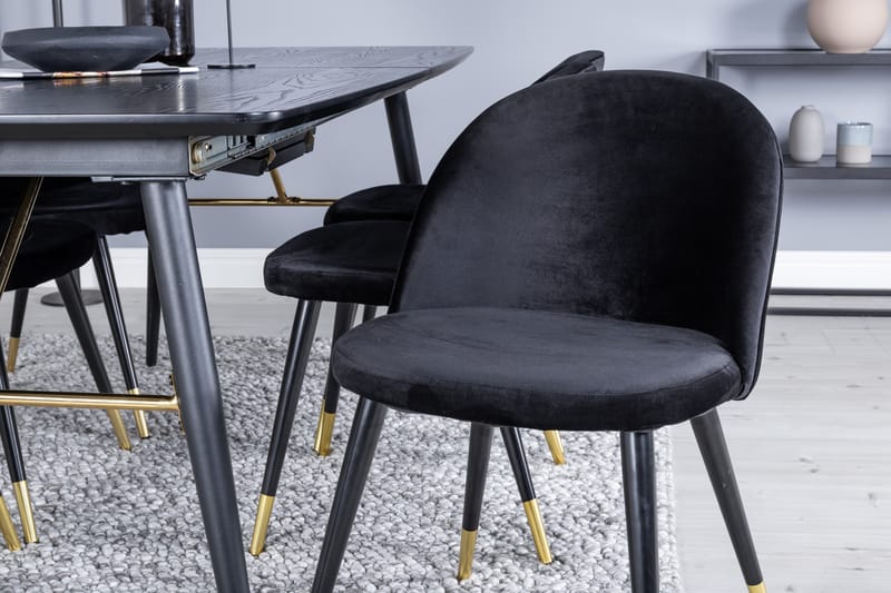 BARCIAS Förlängningsbart Bord 180 cm Svart + 6 ALTEA Stolar - Matgrupp & matbord med stolar