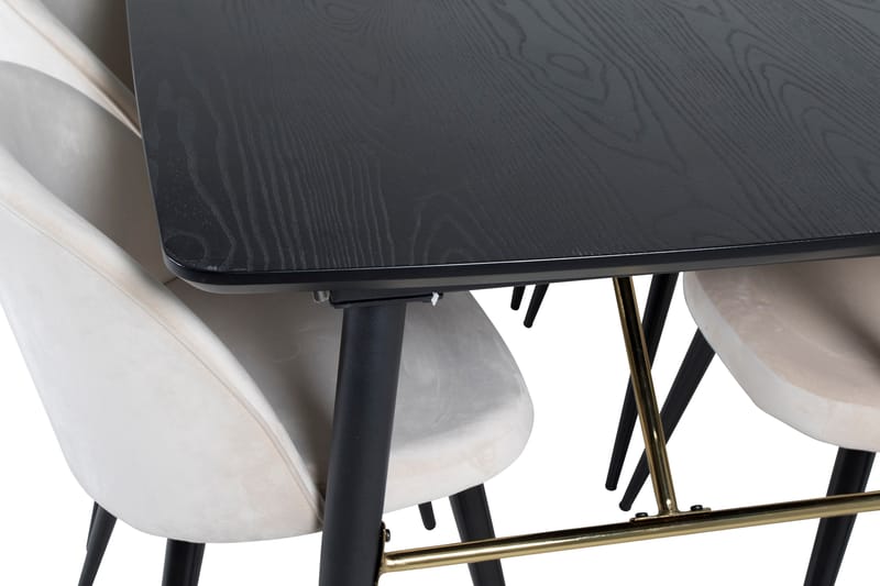 BARCIAS Förlängningsbart Bord 180cm Svart+6 ALTEA Stol Beige - Matgrupp & matbord med stolar