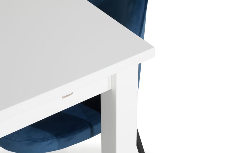 BARROW Bord 180 + 6 SANDRO Stol Mörkblå/Svarta Ben - Matgrupp & matbord med stolar