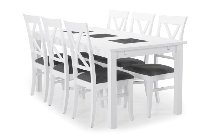 BARROW Bord + 6 HAILEY Stol Vit - Matgrupp & matbord med stolar