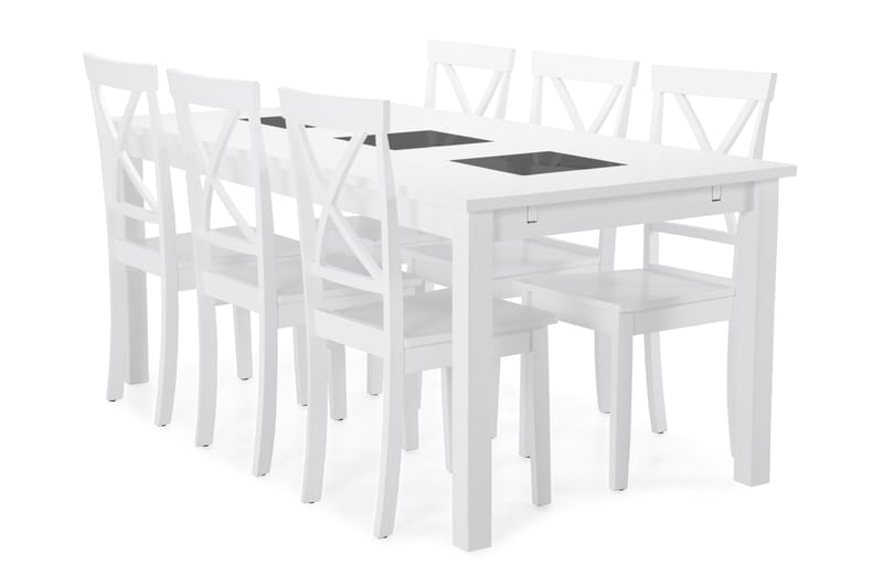 BARROW Bord + 6 JEROME Stol Vit - Matgrupp & matbord med stolar