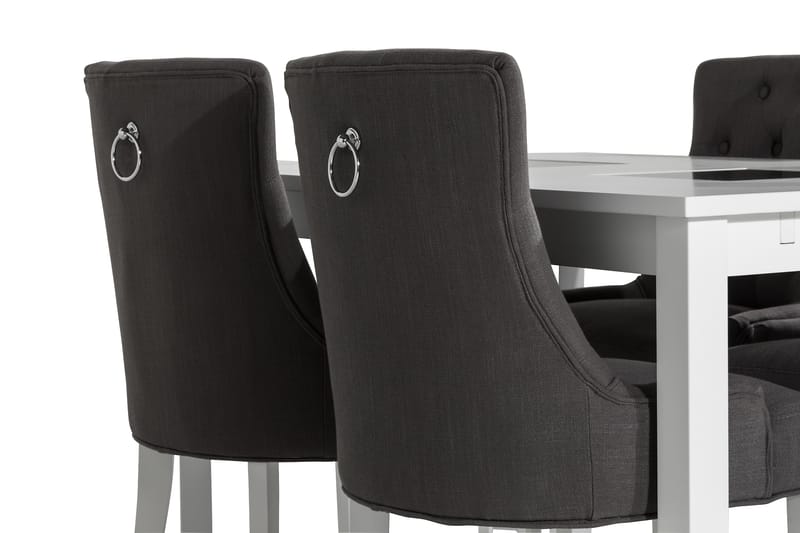 BARROW Förlängningsbart Bord 140+4 COLFAX Stol Vit/Grå - Matgrupp & matbord med stolar
