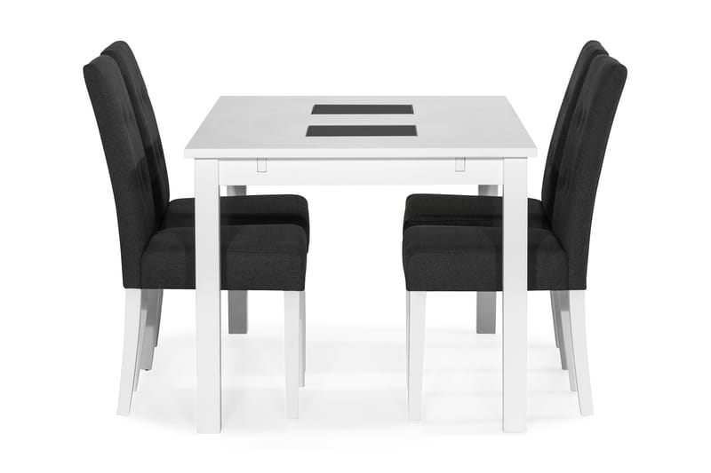 BARROW Förlängningsbart Bord 140+4 STILO Stol Vit/Mörkgrå - Matgrupp & matbord med stolar