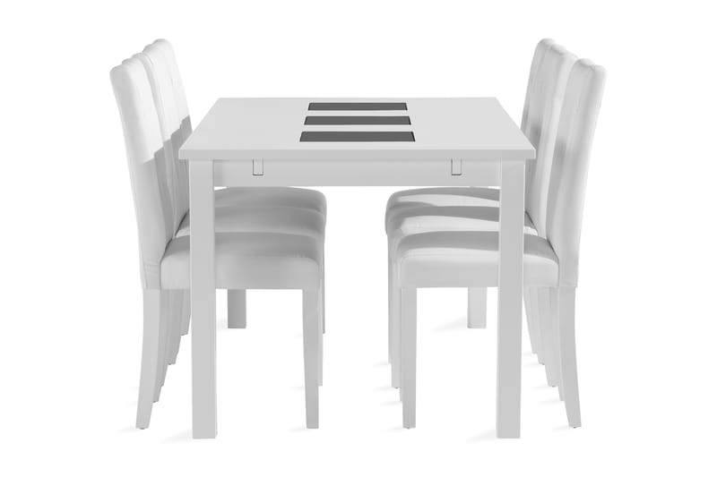 BARROW Förlängningsbart Bord 180 cm Vit + 6 LOMBEN Stolar - Möbler - Matplats - Matgrupp & matbord med stolar