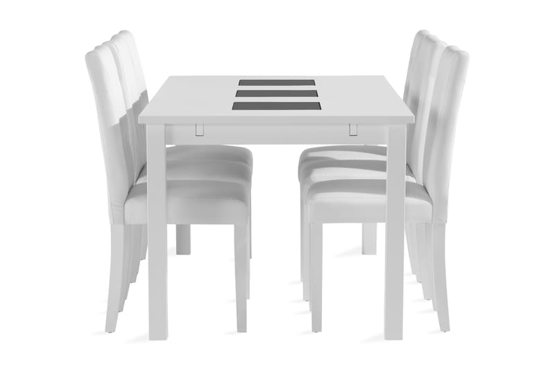 BARROW Förlängningsbart Bord 180 cm Vit + 6 LOMBEN Stolar - Matgrupp & matbord med stolar