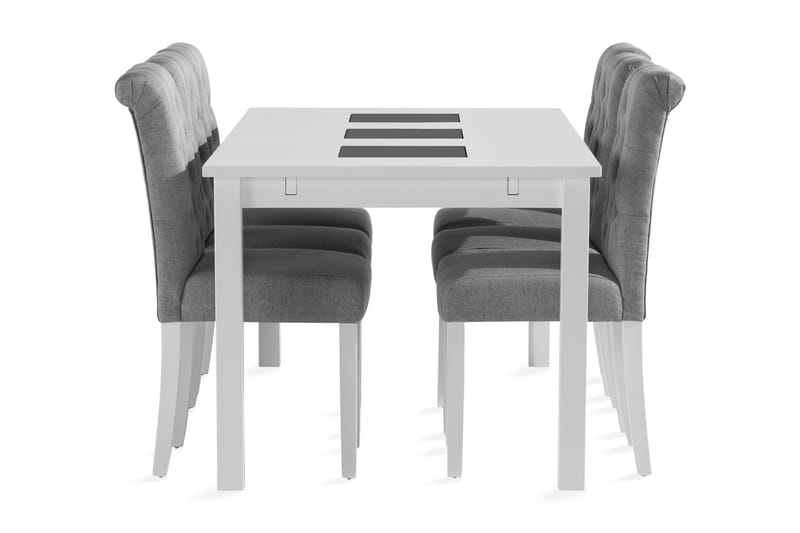 BARROW Förlängningsbart Bord 180 cm Vit + 6 LYBERGET Stolar - Möbler - Matplats - Matgrupp & matbord med stolar