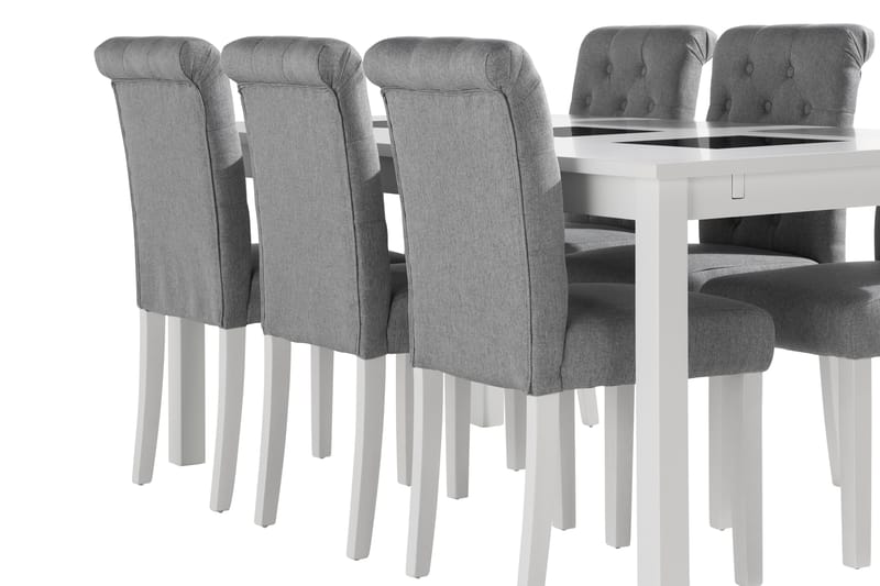 BARROW Förlängningsbart Bord 180 cm Vit + 6 LYBERGET Stolar - Möbler - Matplats - Matgrupp & matbord med stolar