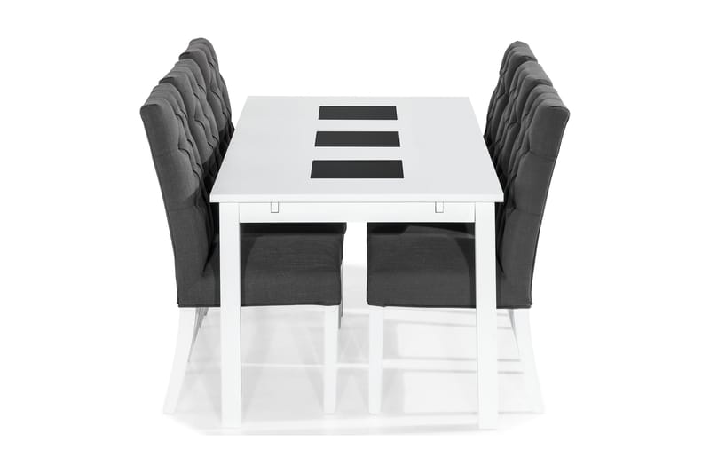 BARROW Förlängningsbart Bord 180 Vit + 6 JENNY Stol Grå/Vit - Matgrupp & matbord med stolar
