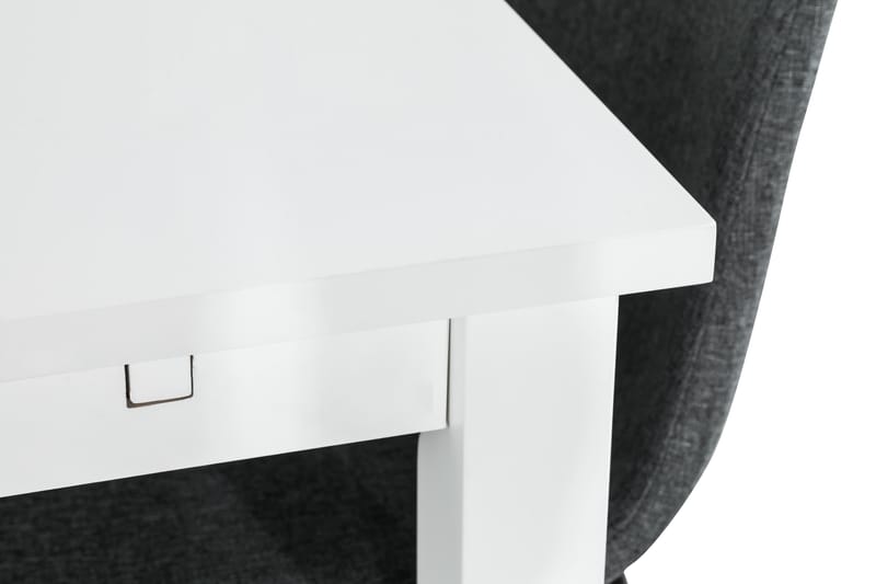 BARROW Förlängningsbart Bord 180 Vit + 6 NIKOLAS Stol Grå/Sv - Möbler - Matplats - Matgrupp & matbord med stolar