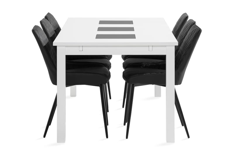 BARROW Förlängningsbart Matbord 180 Svart+6 HUGGNING Stol Vi - Möbler - Matplats - Matgrupp & matbord med stolar