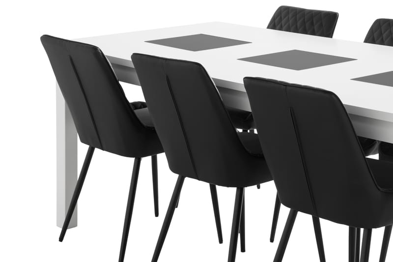 BARROW Förlängningsbart Matbord 180 Svart+6 HUGGNING Stol Vi - Möbler - Matplats - Matgrupp & matbord med stolar