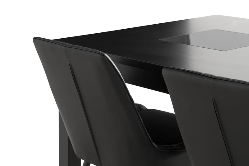 BARROW Matbord 140 cm Svart + 4 HUGGNING Stolar Svart - Möbler - Matplats - Matgrupp & matbord med stolar