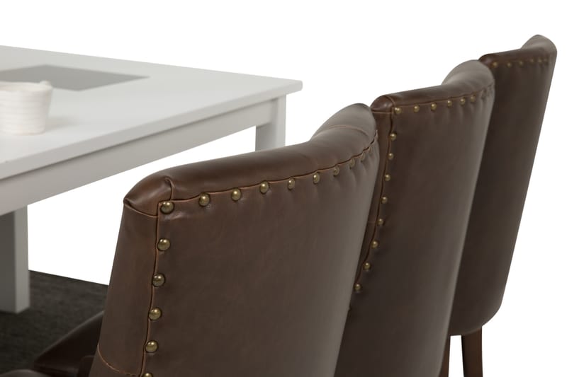 BARROW Matbord 180   + 6 CARMINE Fåtölj Brun PU - Matgrupp & matbord med stolar