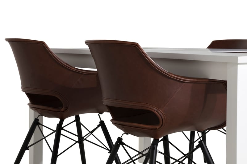 BARROW Matbord 180 Vit + 4 MORONI Stol Brun/Ek - Matgrupp & matbord med stolar