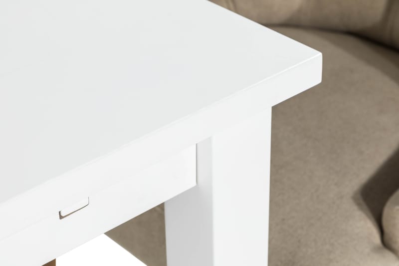 BARROW Matbord 180 Vit + 6 COLFAX Fåtölj Beige - Matgrupp & matbord med stolar