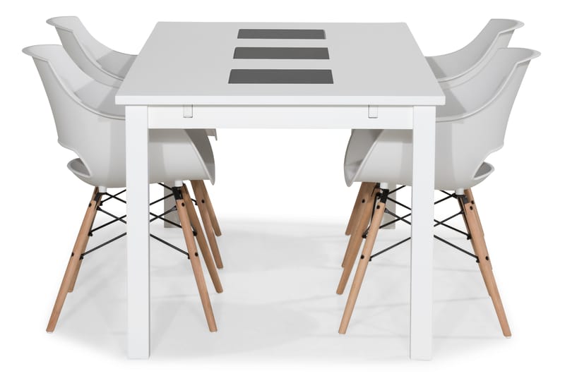BARROW Matbord 180 Vit + 6 MORONI Stol Vit/Ek - Matgrupp & matbord med stolar